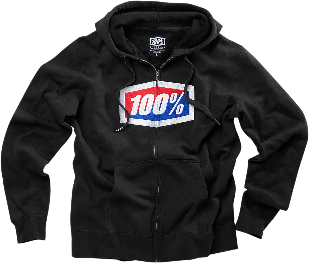 100% Official Fleece Zip-Up Hoodie - Black - Small 20032-00010