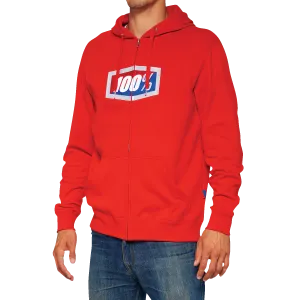 100% Official Fleece Zip-Up Hoodie - Red - Large 20032-00017
