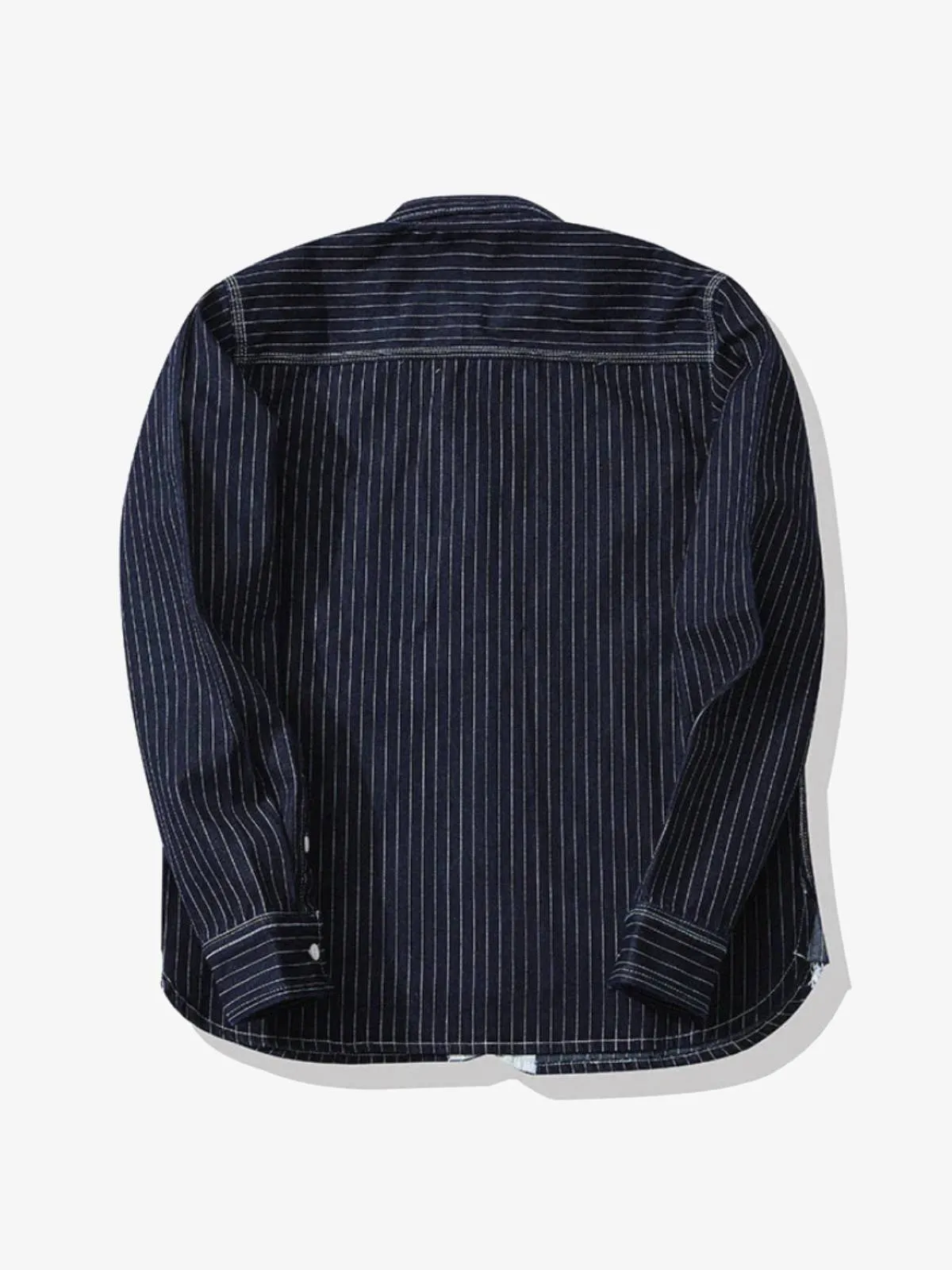American Casual Style Indigo Stripe Denim Shirt