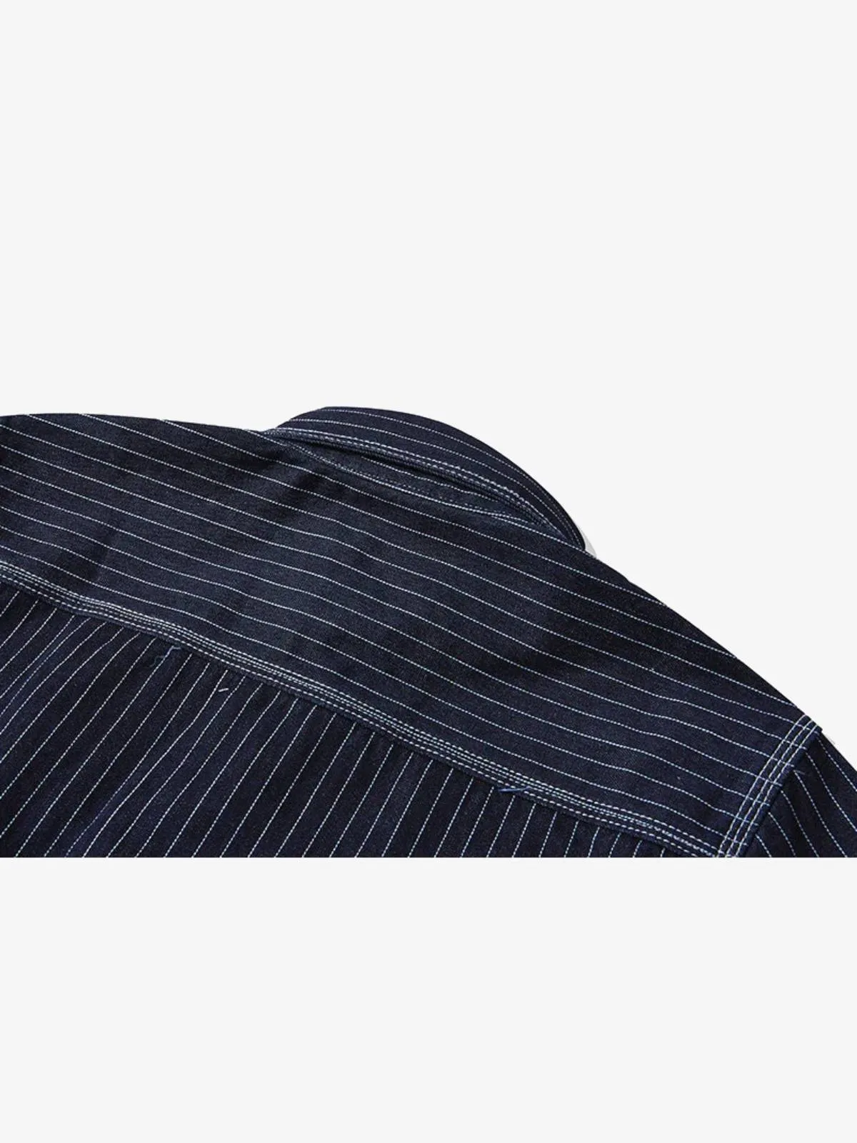 American Casual Style Indigo Stripe Denim Shirt