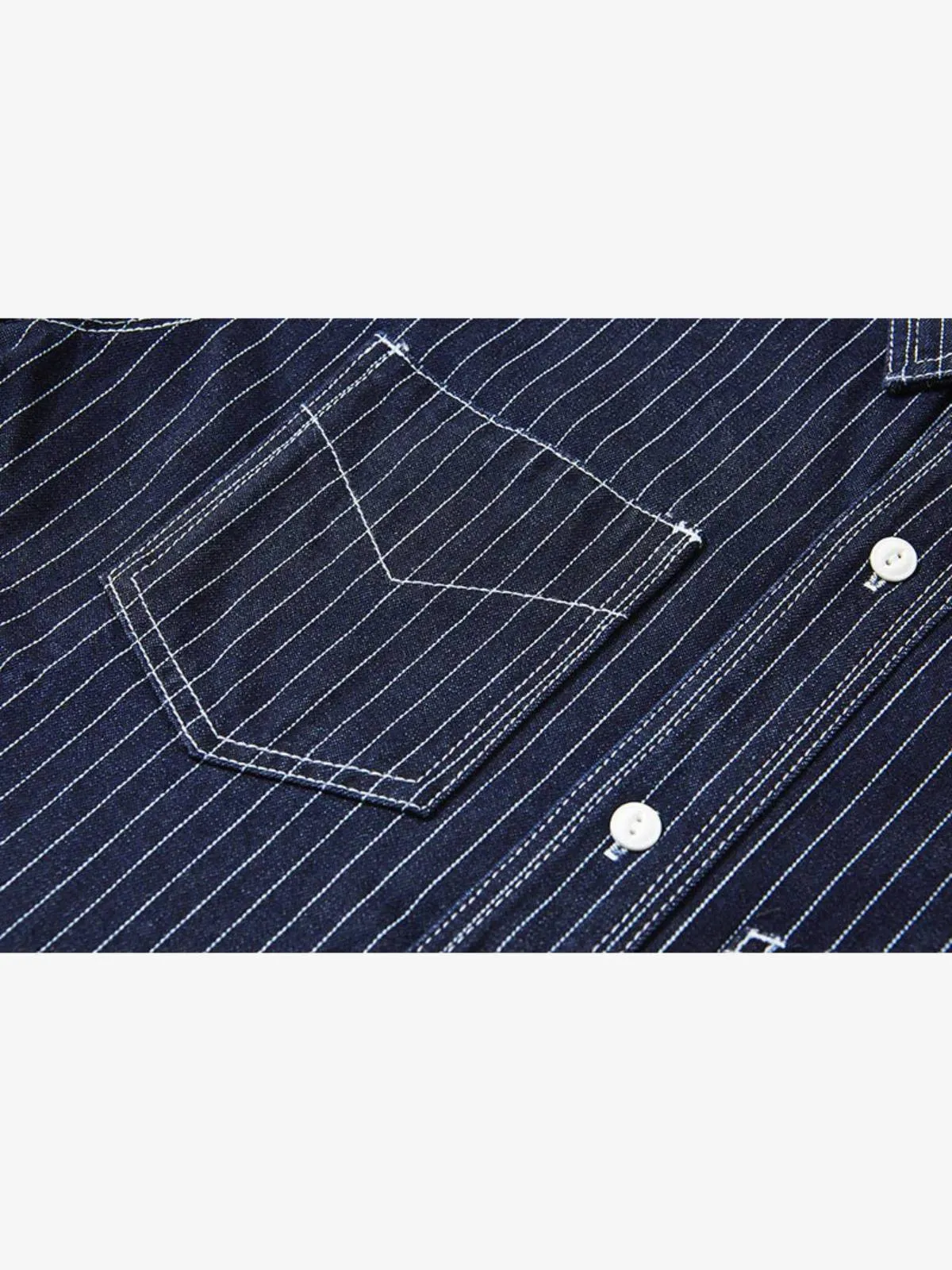 American Casual Style Indigo Stripe Denim Shirt
