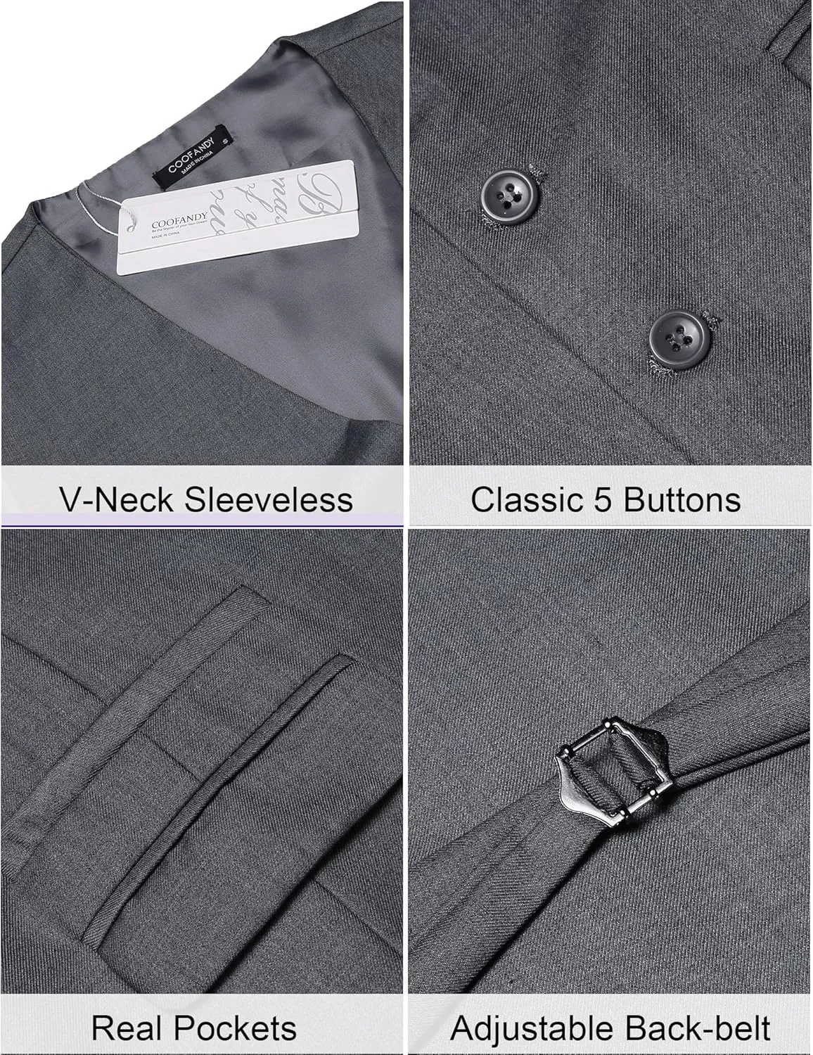 COOFANDY Mens Suit Vest Formal Dress Vest Slim Fit Buesiness Wedding Waistcoat