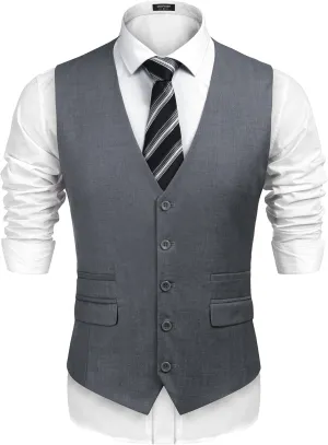 COOFANDY Mens Suit Vest Formal Dress Vest Slim Fit Buesiness Wedding Waistcoat