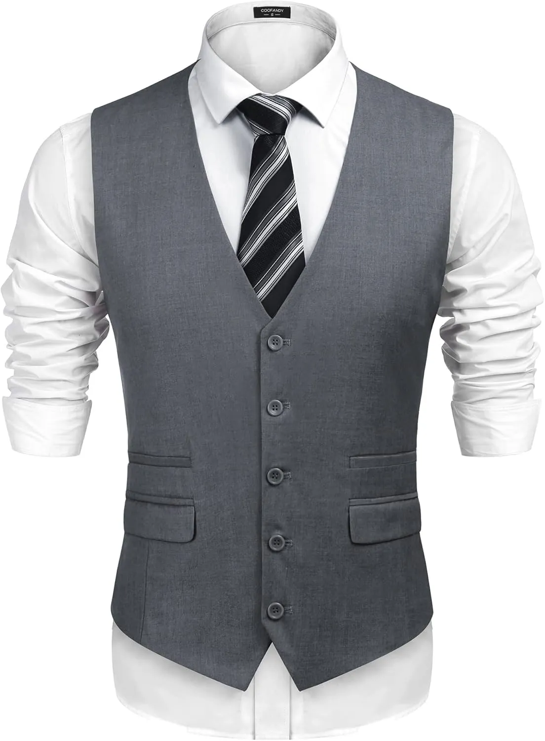 COOFANDY Mens Suit Vest Formal Dress Vest Slim Fit Buesiness Wedding Waistcoat