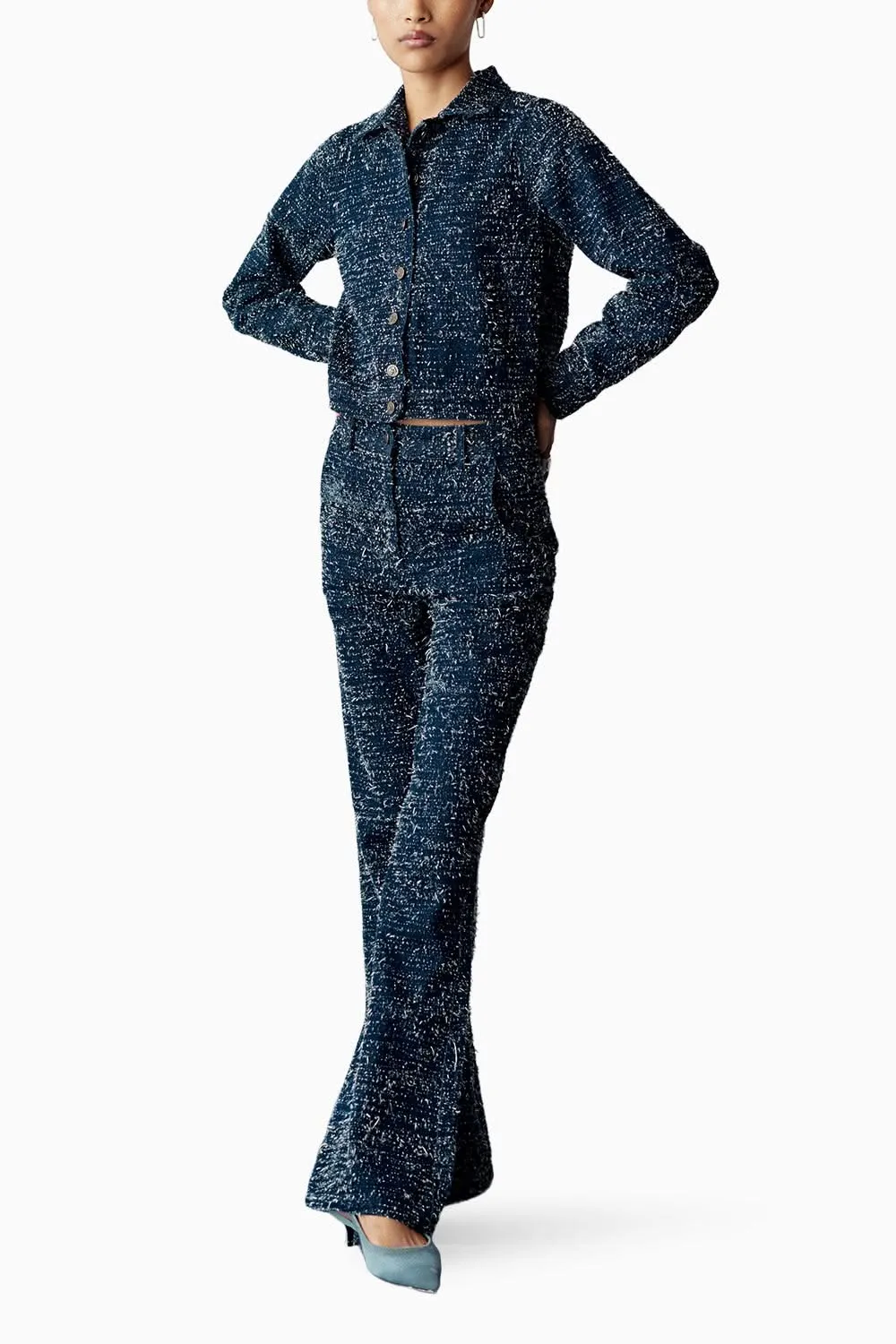 Deep Blue Distressed Denim Coord Set