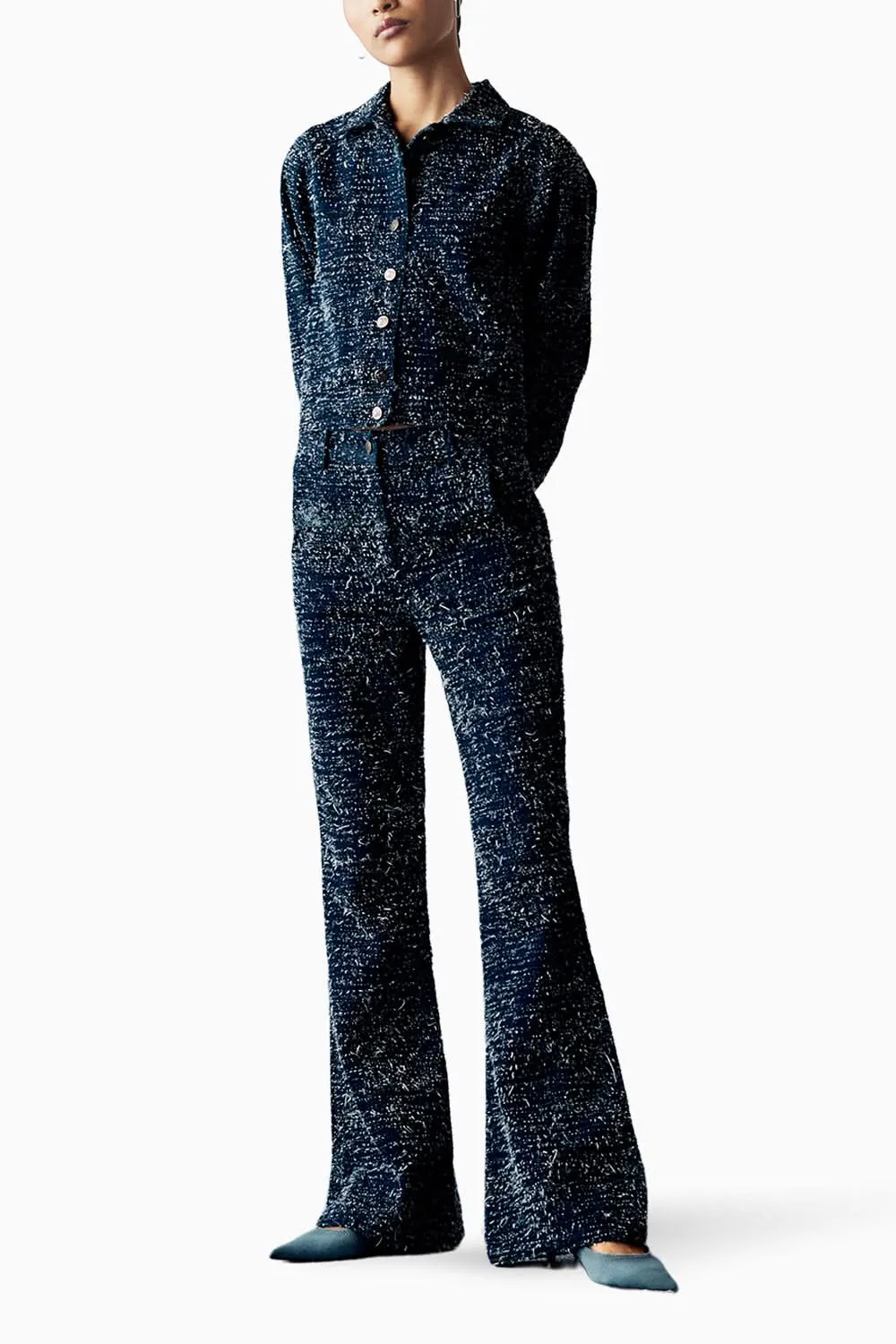 Deep Blue Distressed Denim Coord Set