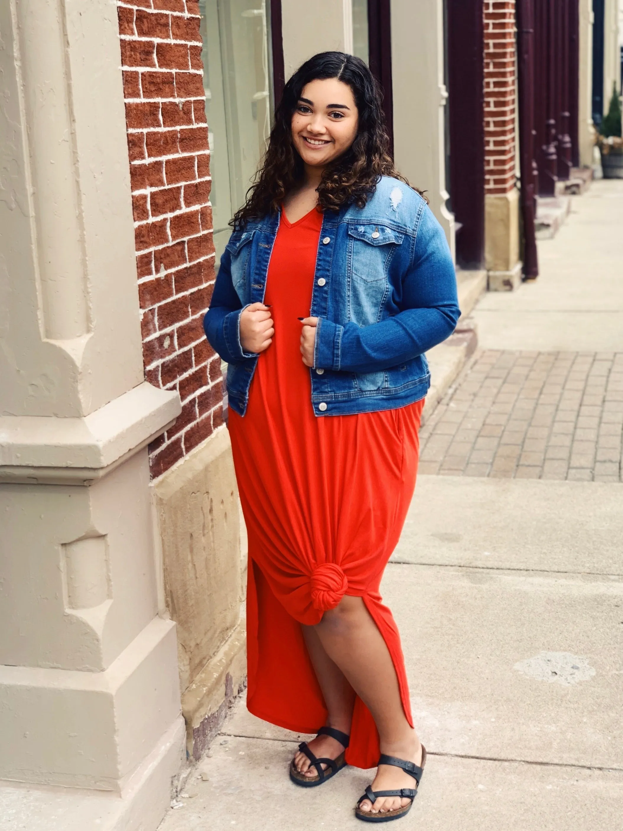 Distressed Denim Jacket- Plus