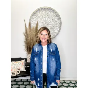 Distressed Denim Shirt Jacket
