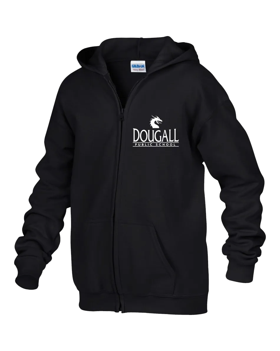 Dougall Youth Cotton Full Zip Hooded Sweatshirt with Embroidered Left Chest