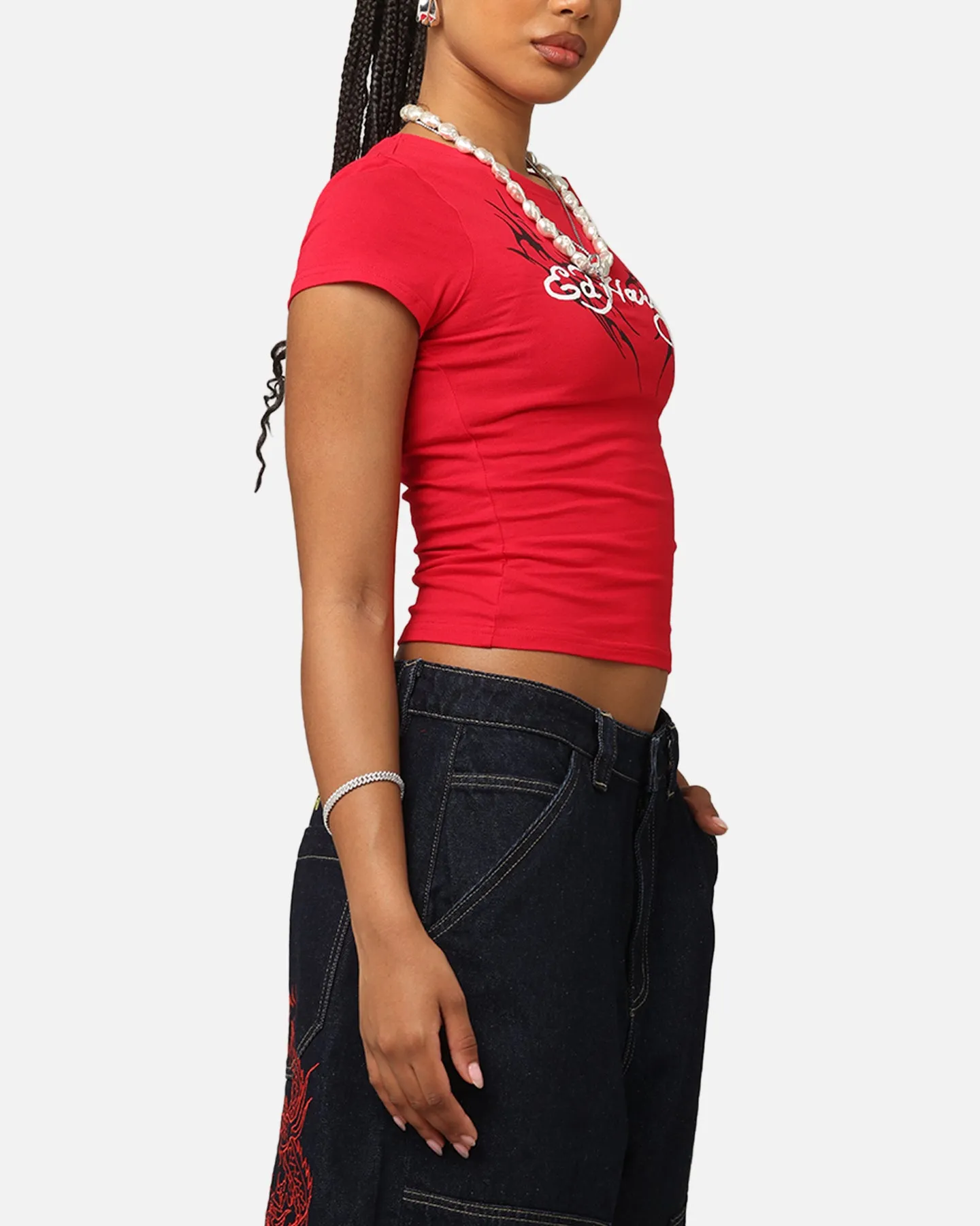 Ed Hardy Women's Tribal Baby T-Shirt Red