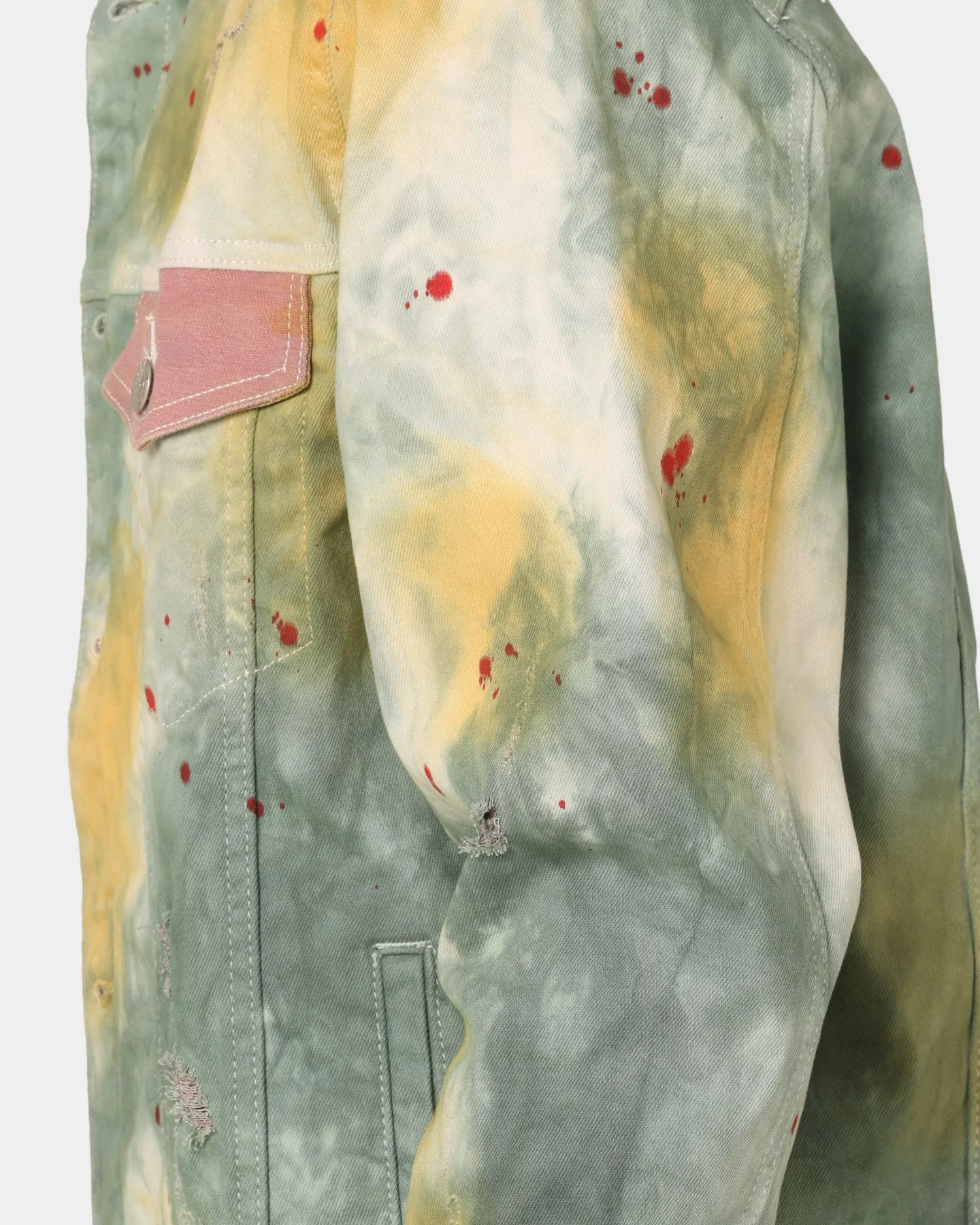 En Noir Inc Cash Denim Jacket Green Tiedye
