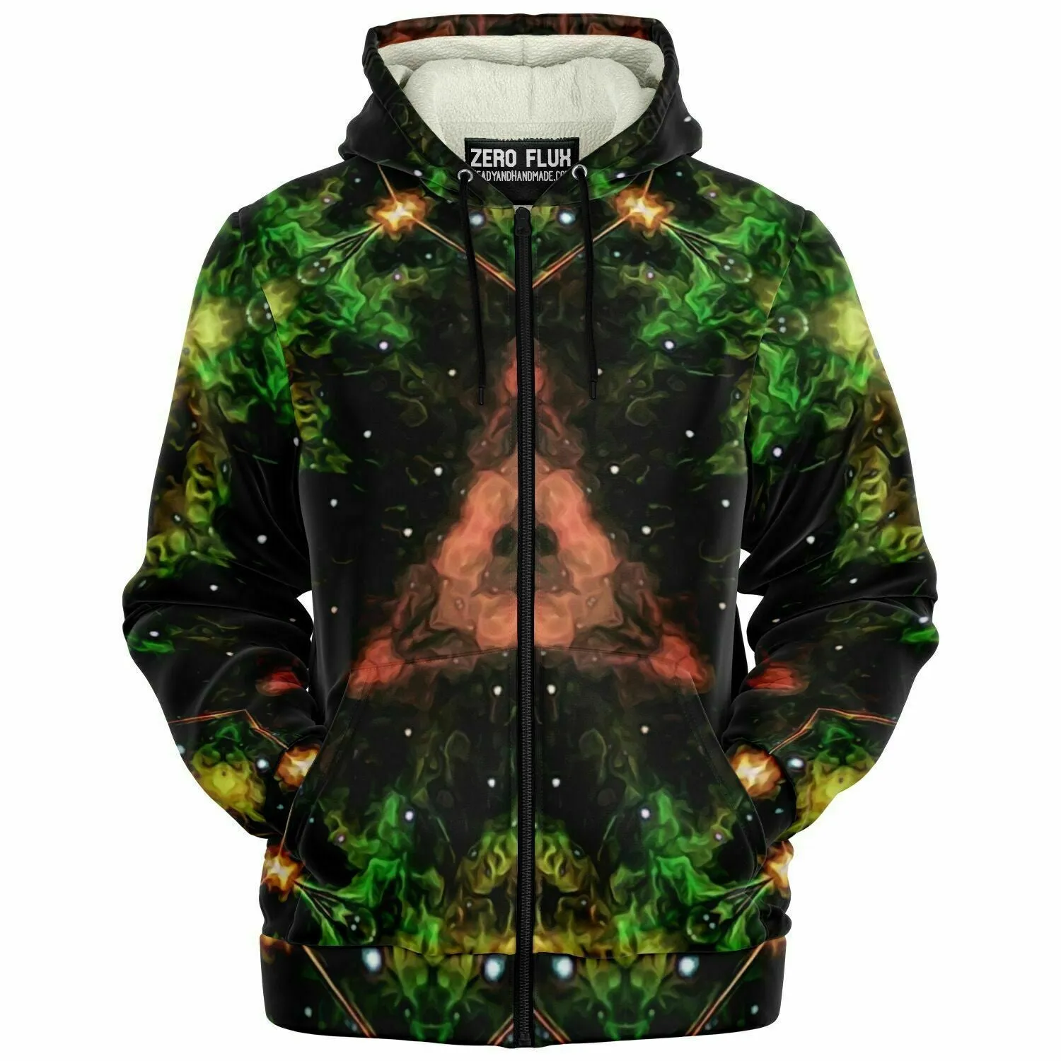 Eostarra Psychedelic Fleece-Lined Zip-Up Hoodie