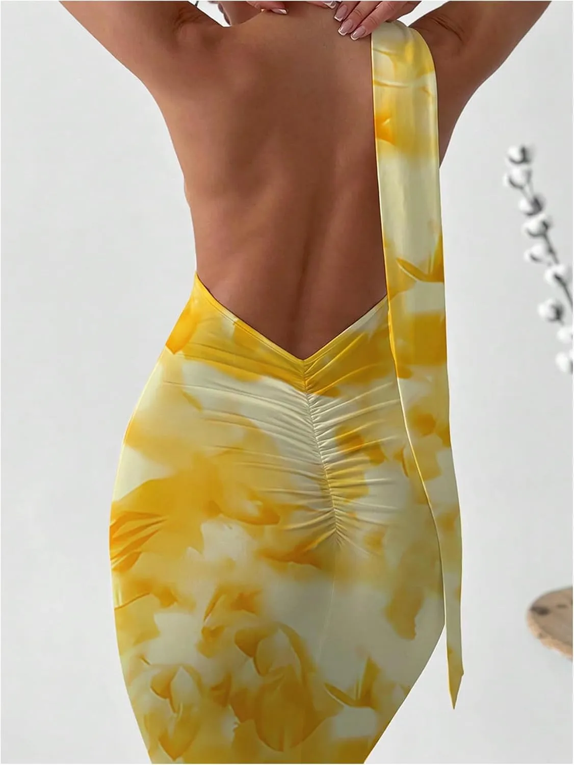 Floerns Women's Halter Neck Sleeveless Backless Bodycon Dress Cocktail Party Maxi Dresses