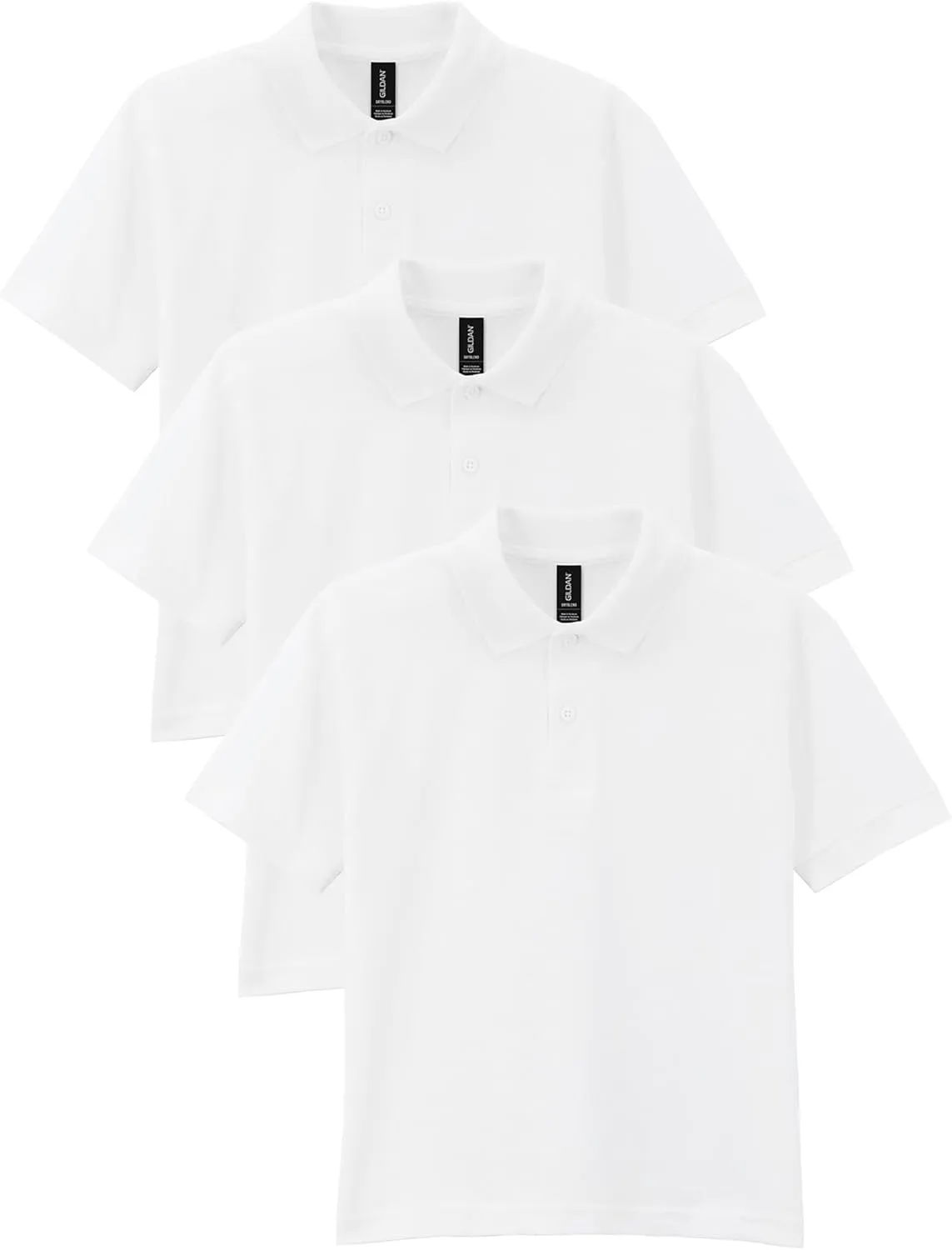 Gildan Kids' DryBlend Short Sleeve Polo, Style G8800b, 3-Pack