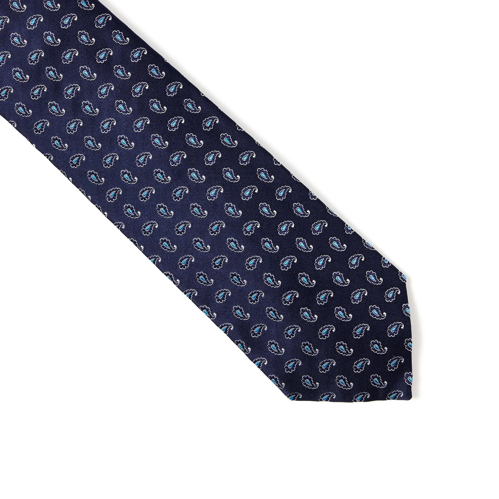 HENRY SARTORIAL 3 Fold Silk Jacquard Tie NAVY/BLUE