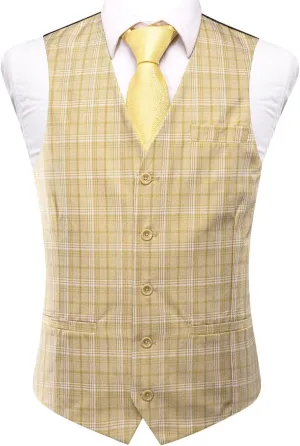 Hi-Tie Suede Leather Vest for Men Western Cowboy Vest Slim Fit Sleeveless V Neck Waistcoat Casual