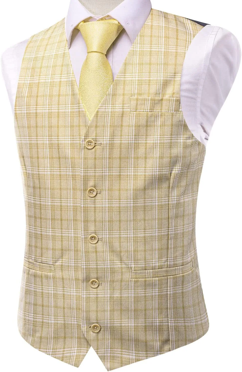 Hi-Tie Suede Leather Vest for Men Western Cowboy Vest Slim Fit Sleeveless V Neck Waistcoat Casual