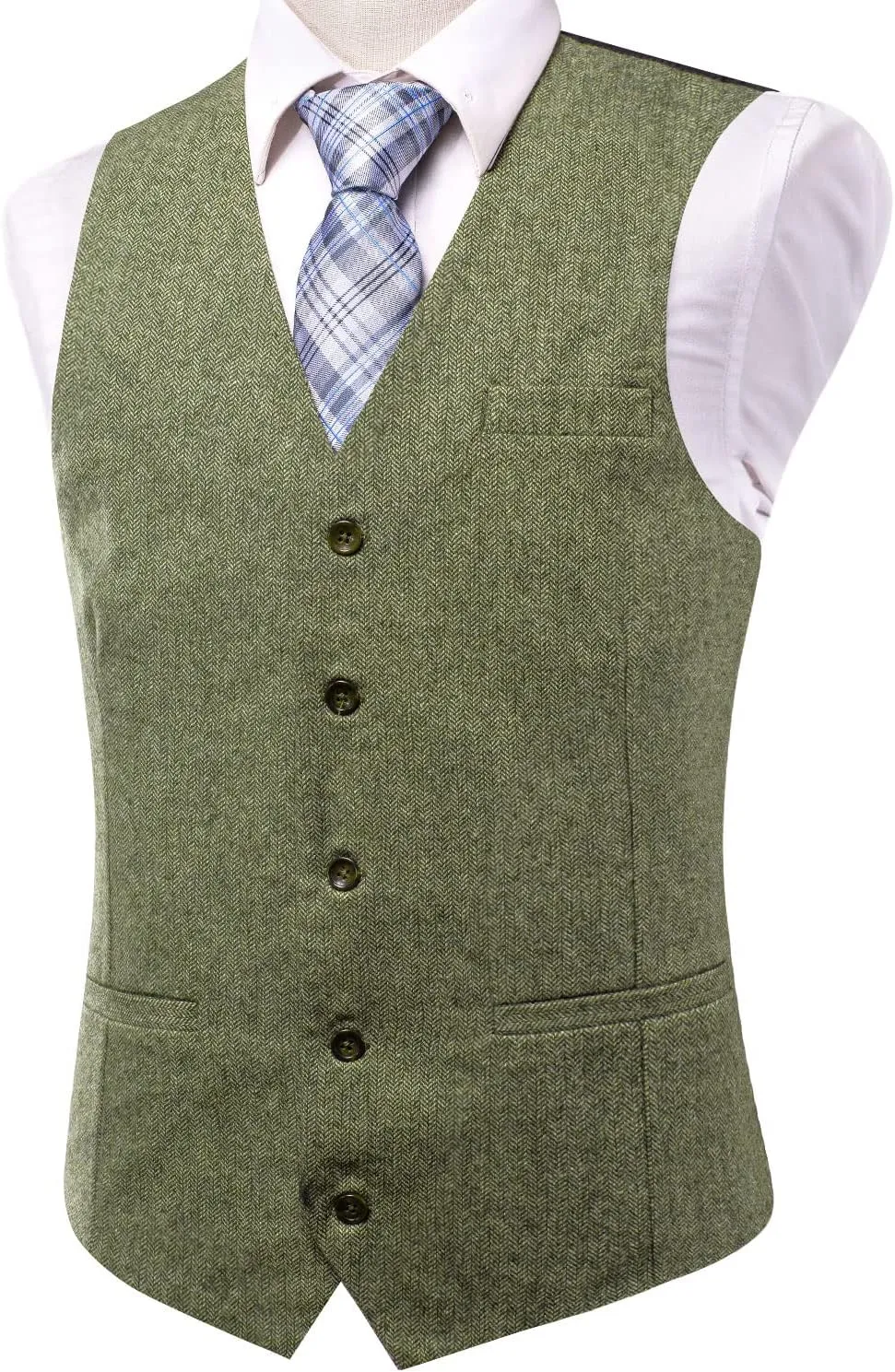 Hi-Tie Suede Leather Vest for Men Western Cowboy Vest Slim Fit Sleeveless V Neck Waistcoat Casual