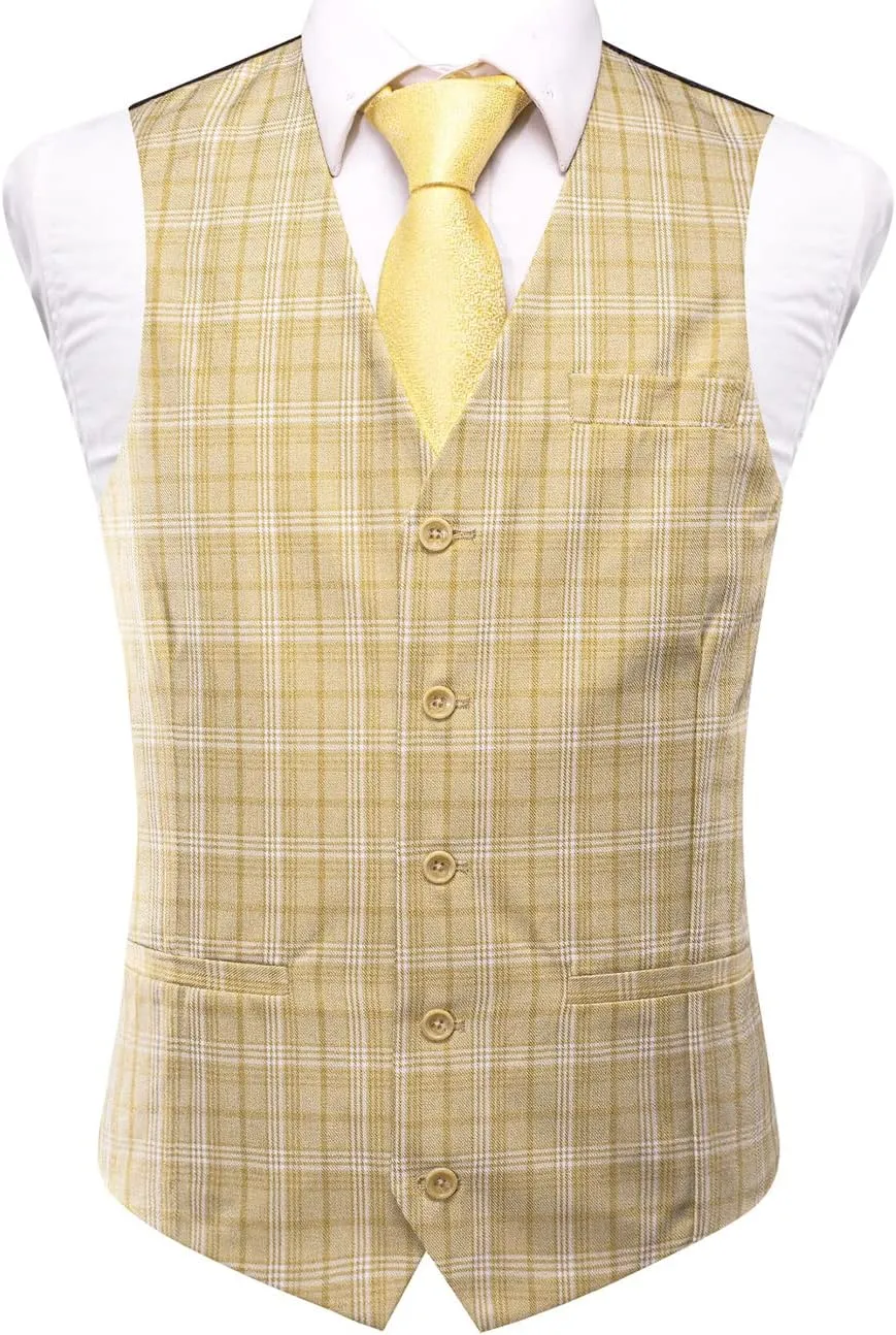 Hi-Tie Suede Leather Vest for Men Western Cowboy Vest Slim Fit Sleeveless V Neck Waistcoat Casual
