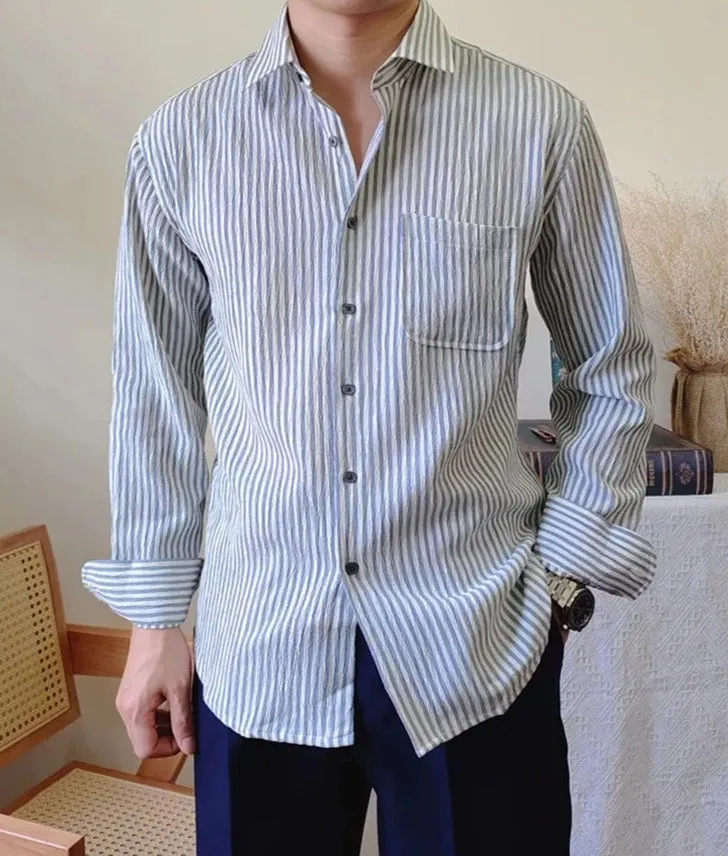 Italian striped long-sleeve shirt
