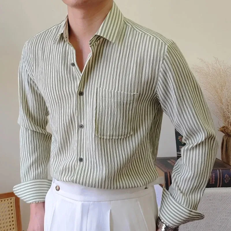 Italian striped long-sleeve shirt