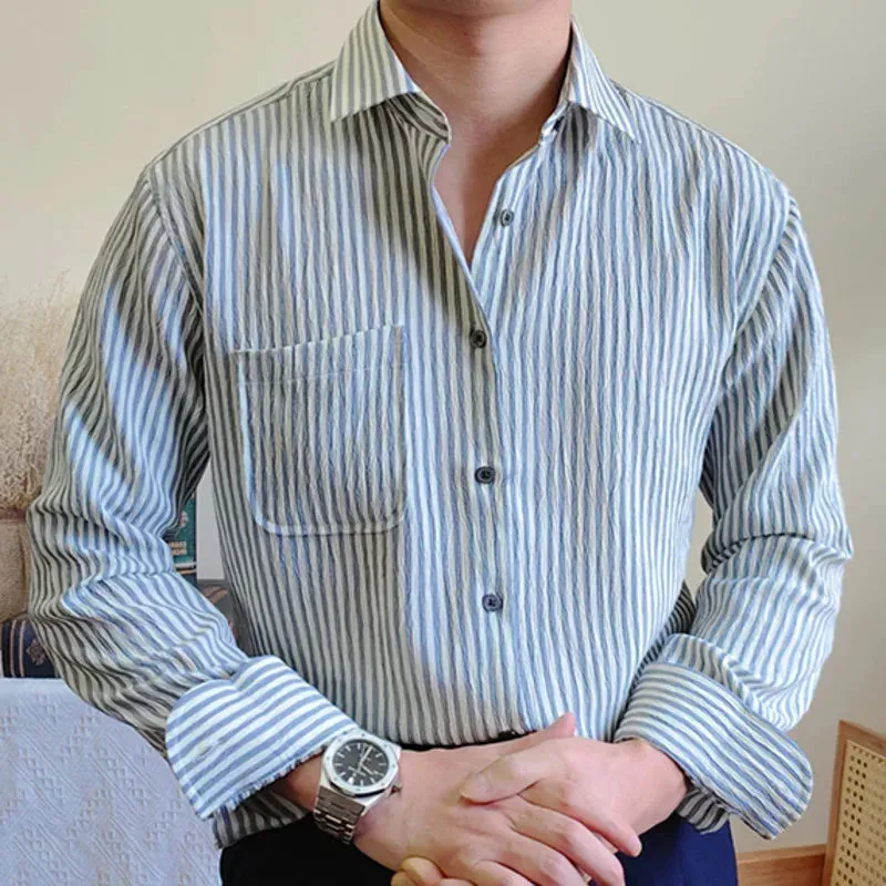 Italian striped long-sleeve shirt