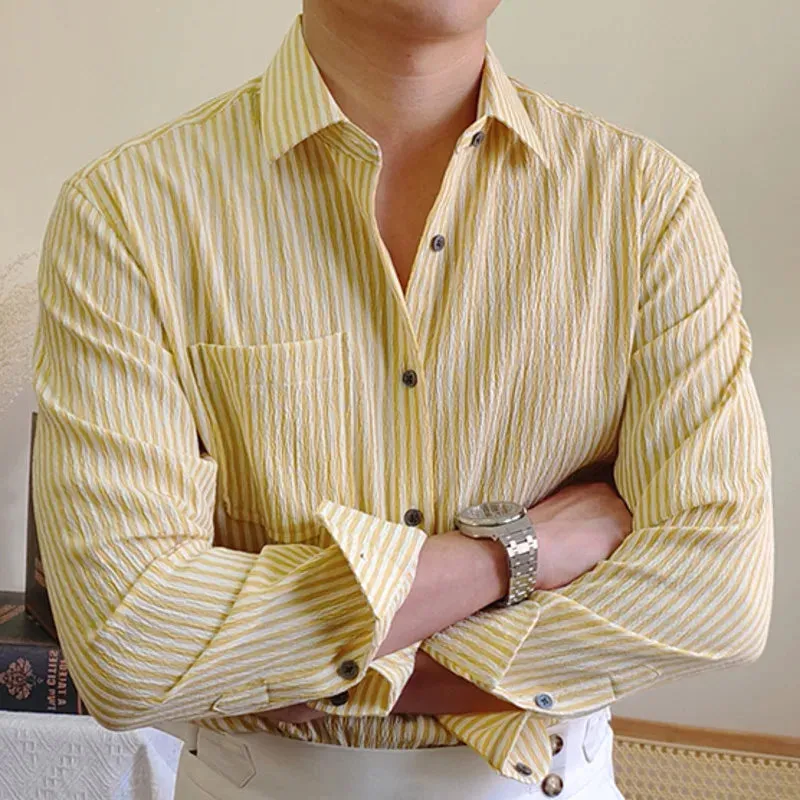 Italian striped long-sleeve shirt