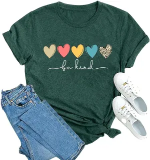Kindness Shirt for Women Summer Casual Short Sleeve Inspirational Tee Tops