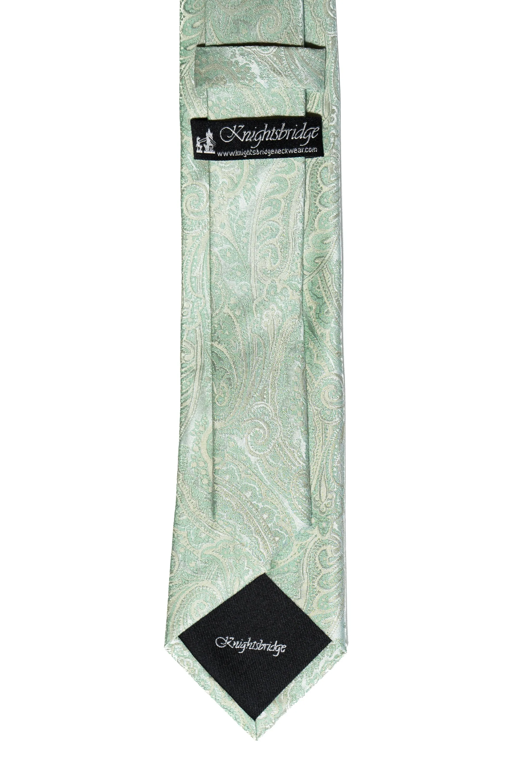 Knightsbridge Neckwear Sage Green Paisley Silk Tie