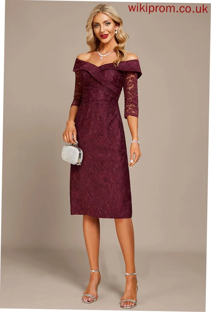 Lace Cocktail Dresses Cocktail Dress Off-the-Shoulder Knee-Length Sheath/Column Athena