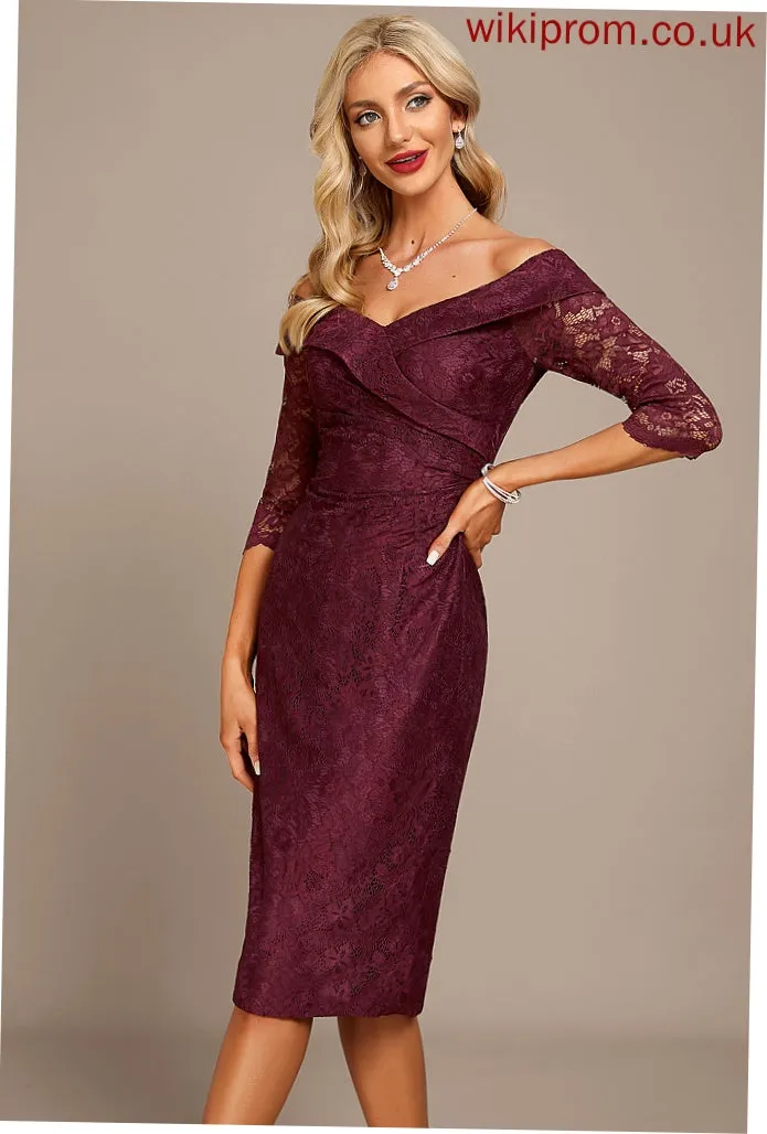 Lace Cocktail Dresses Cocktail Dress Off-the-Shoulder Knee-Length Sheath/Column Athena