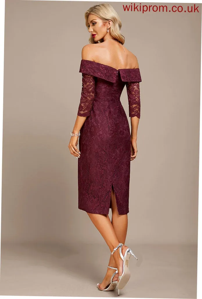 Lace Cocktail Dresses Cocktail Dress Off-the-Shoulder Knee-Length Sheath/Column Athena