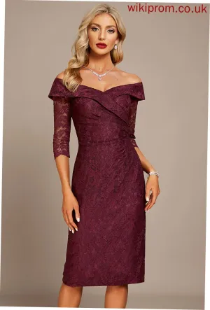 Lace Cocktail Dresses Cocktail Dress Off-the-Shoulder Knee-Length Sheath/Column Athena
