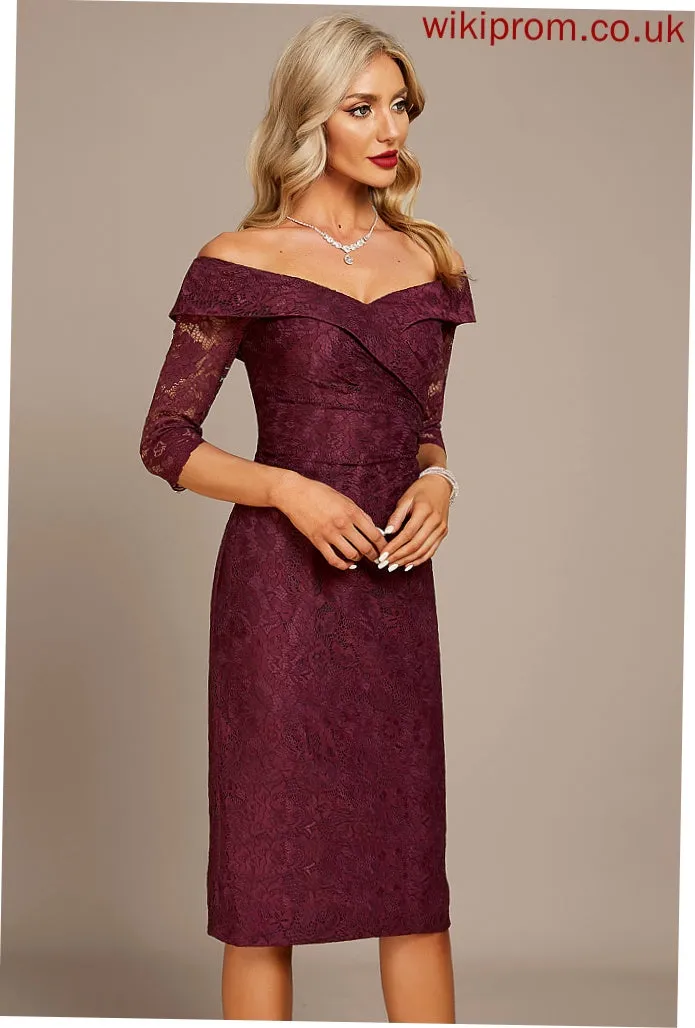 Lace Cocktail Dresses Cocktail Dress Off-the-Shoulder Knee-Length Sheath/Column Athena
