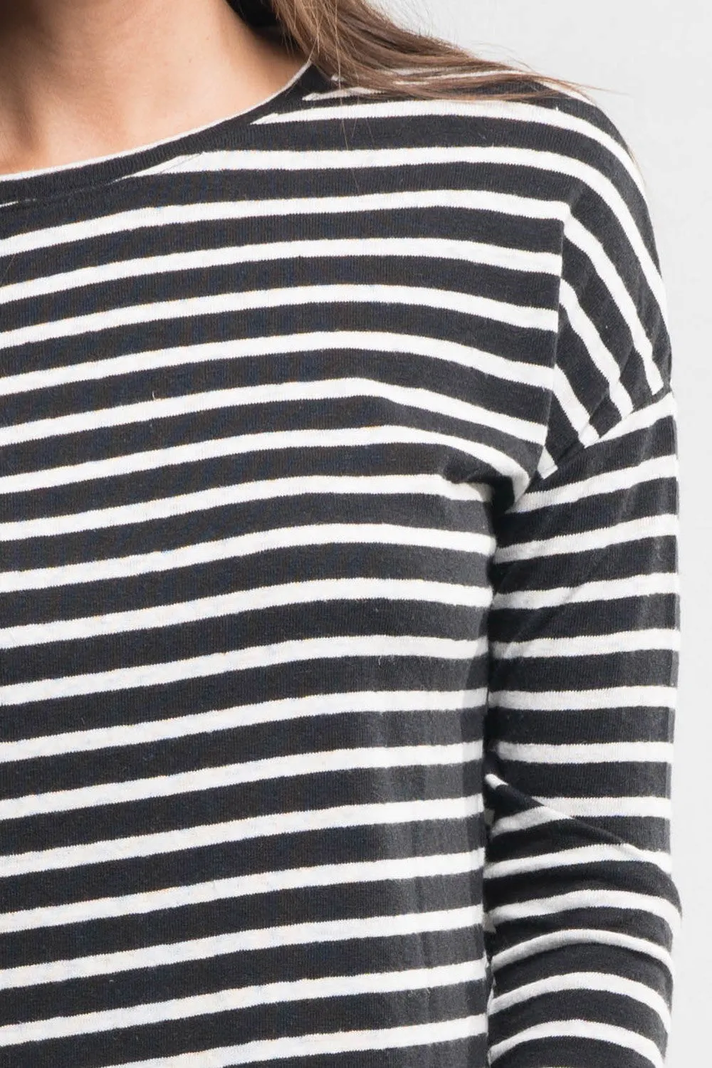 Long Sleeve Distressed Stripe Top