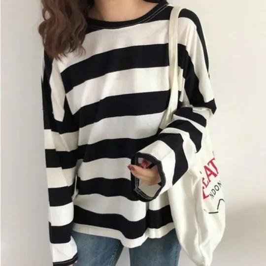 Long Sleeve Oversized Striped Shirt