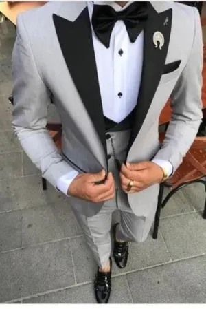 Men Grey Tuxedo Suit 3 Piece Suit Wedding Suit Dinner Suit Formal Party Wear Suit One Button Suit Bespoke For Men