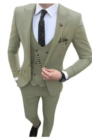 Men Suits Sage Green 3 Piece Slim Fit Elegant Suits Formal Fashion Suits Wedding Suits Party Wear Dinner Suits Stylish Suits Bespoke For Men