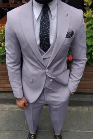 Men There Piece Suit Light Purple Slim Fit Suit Beach Wedding Suit Clothing Suit Elegant Suit Bespoke Tailoring