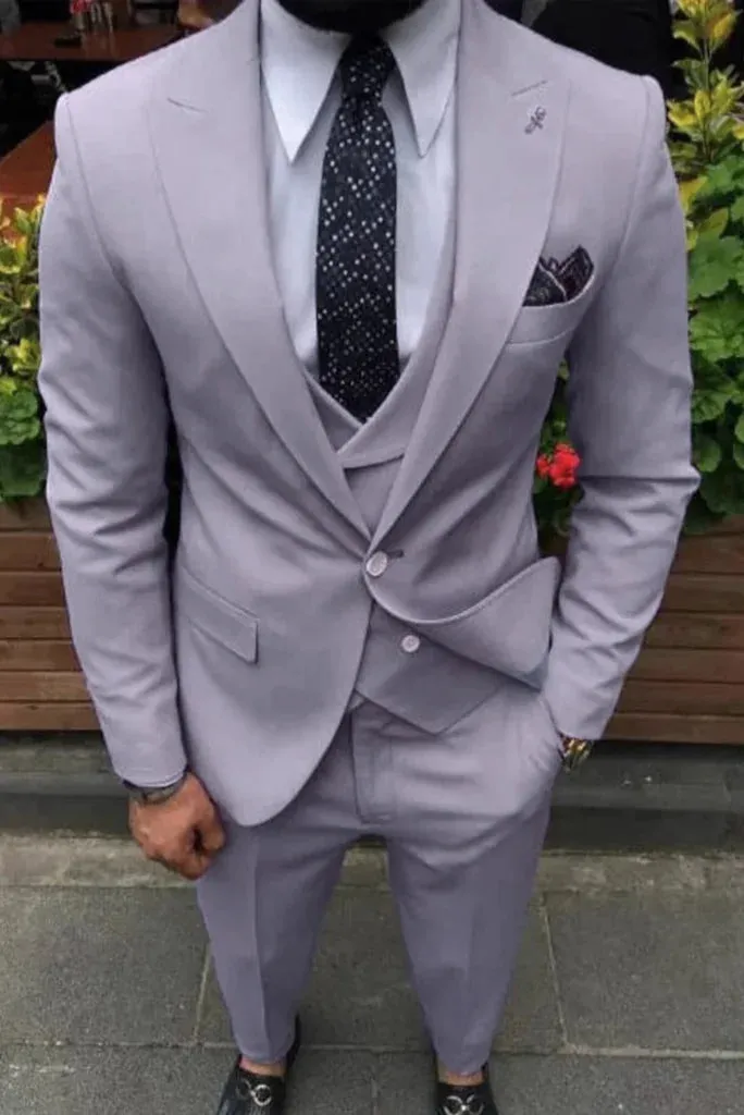Men There Piece Suit Light Purple Slim Fit Suit Beach Wedding Suit Clothing Suit Elegant Suit Bespoke Tailoring