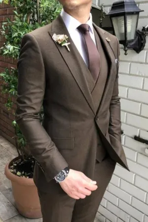 Men Three Piece Brown Mens Suit for Wedding, Engagement, Prom, Groom wear and Groomsmen Suits