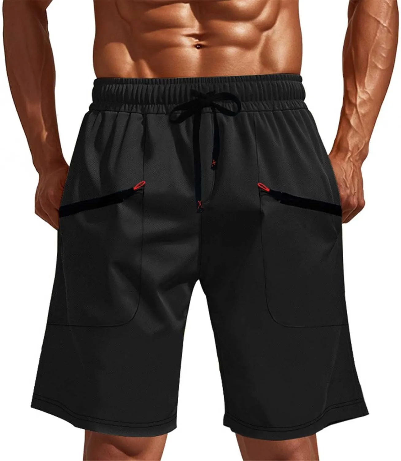 Mens Athletic Shorts Casual Loose Drawstring Solid Pants Fashion Lounge Elastic Waist Beach Summer Cargo Shorts