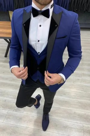 Men's Tuxedo Suit Wedding Suit Blue Slim Fit Peak Lapel Tuxedo Wear Groomsmen Prom Suit Gift For Men