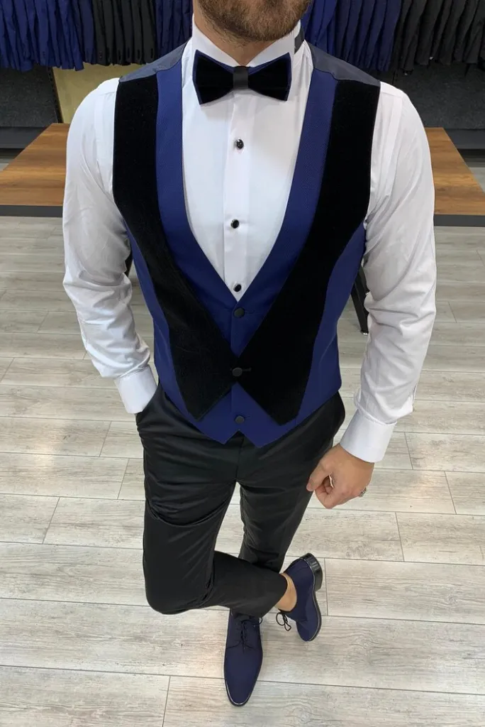 Men's Tuxedo Suit Wedding Suit Blue Slim Fit Peak Lapel Tuxedo Wear Groomsmen Prom Suit Gift For Men
