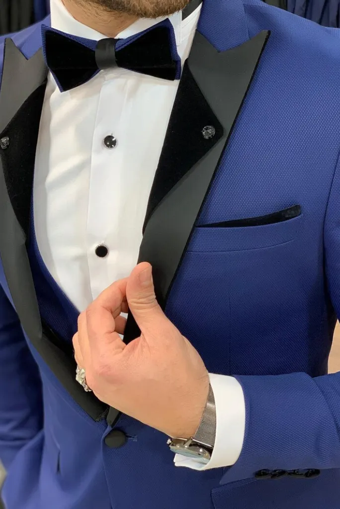 Men's Tuxedo Suit Wedding Suit Blue Slim Fit Peak Lapel Tuxedo Wear Groomsmen Prom Suit Gift For Men