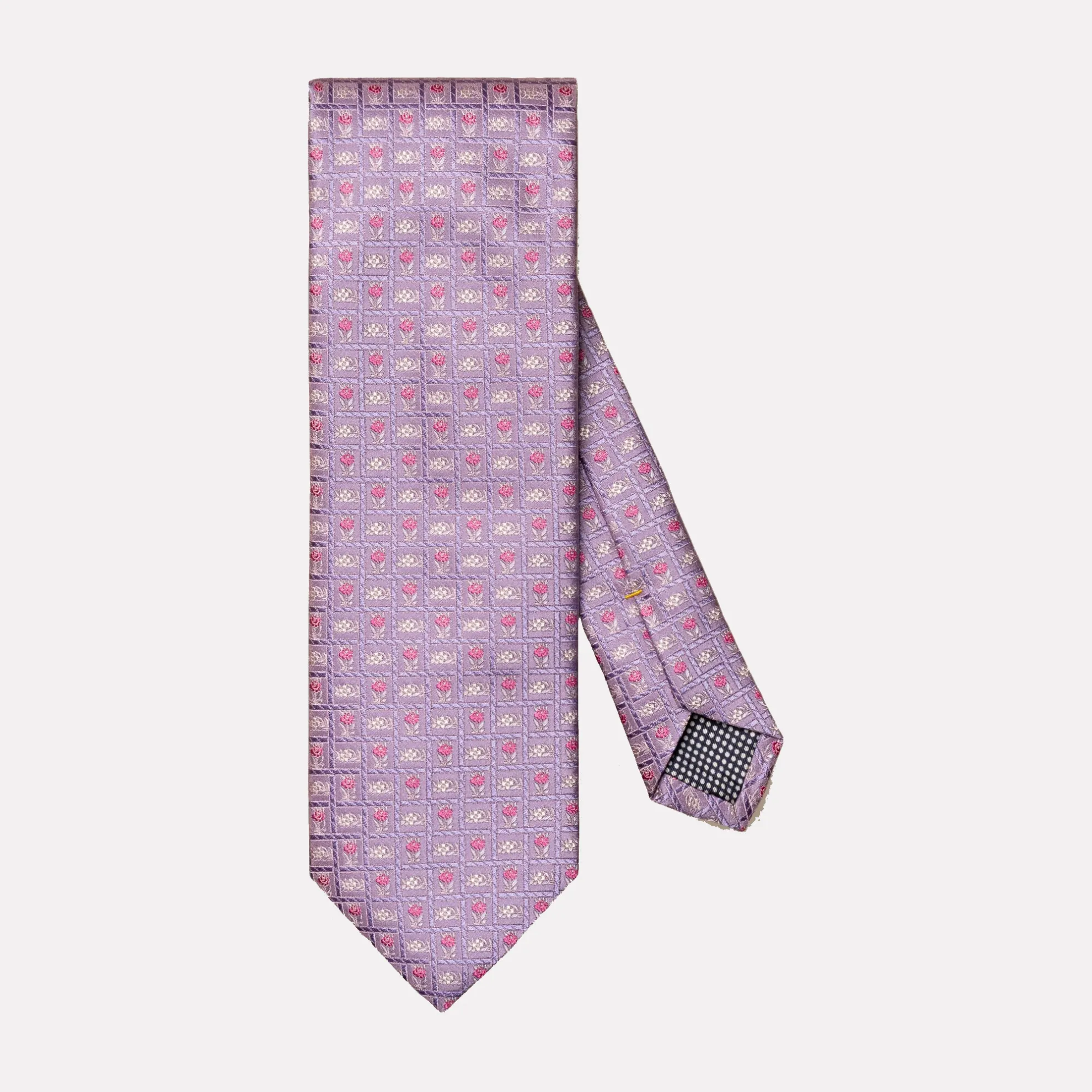 Micro Floral Print Silk Jacquard Tie / Purple