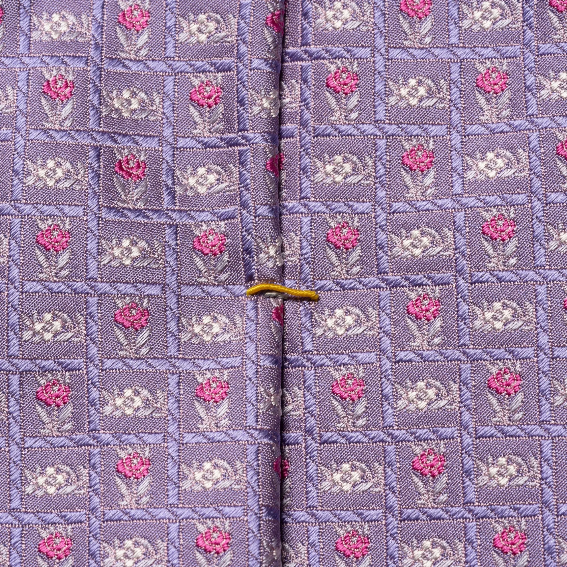Micro Floral Print Silk Jacquard Tie / Purple