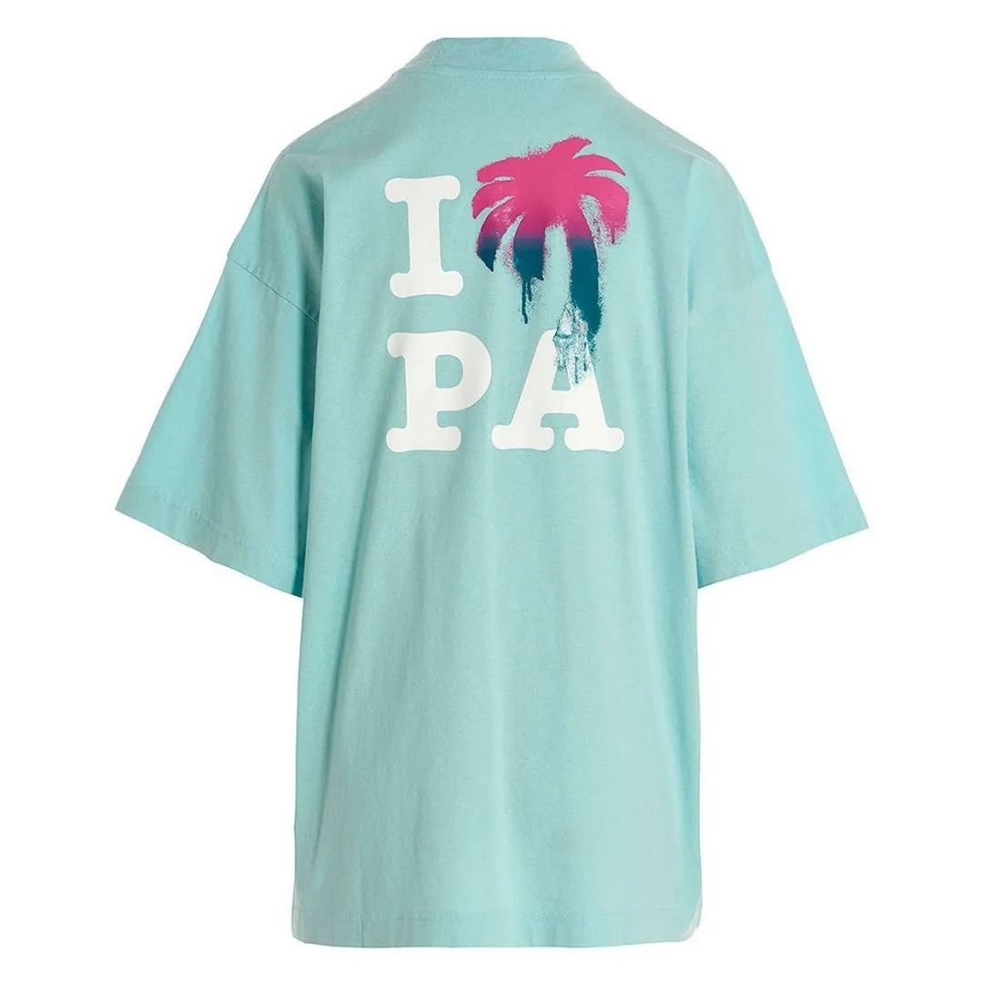 Palm Angels I Love PA Logo Light Blue T-Shirt