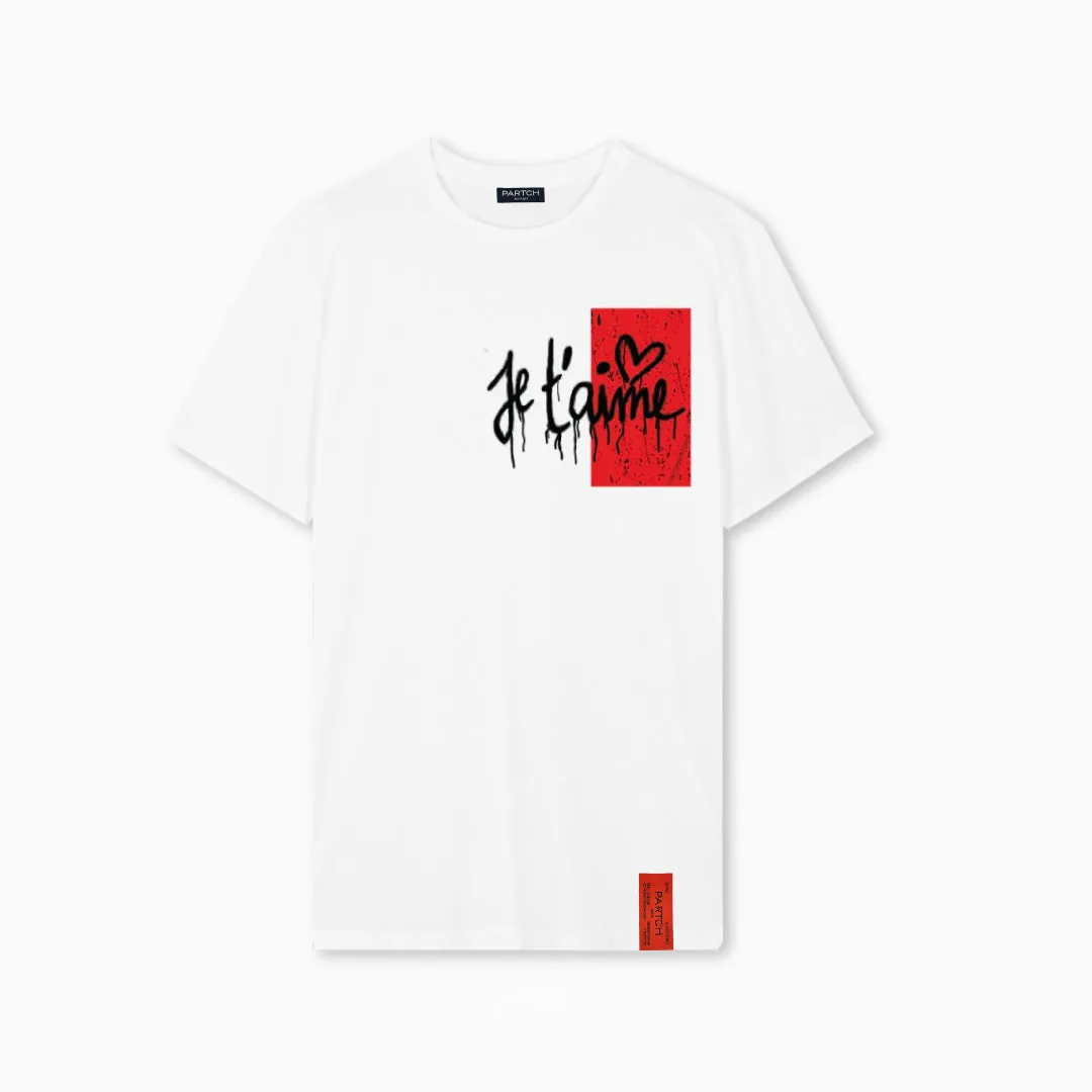 Partch Je T'aime T-Shirt in White Organic Cotton