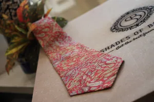 Red Luxurious Hand-Printed Banarasi Silk Neck Tie